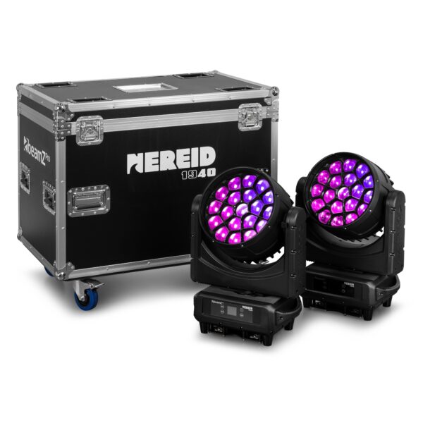 BeamZ Pro NEREID1940 Outdoor LED Bee Eye Moving Head with Zoom 2pcs in Flightcase